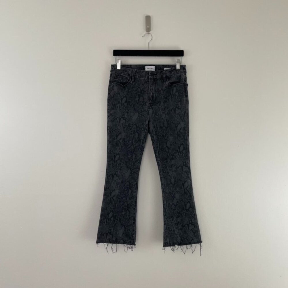 Frame Denim Le Crop Mini Boot Jeans in Tonal Python Size 31